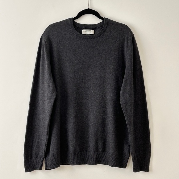 Hawker Rye Cotton & Cashmere Charcoal Gray Crewneck Sweater - Picture 1 of 16